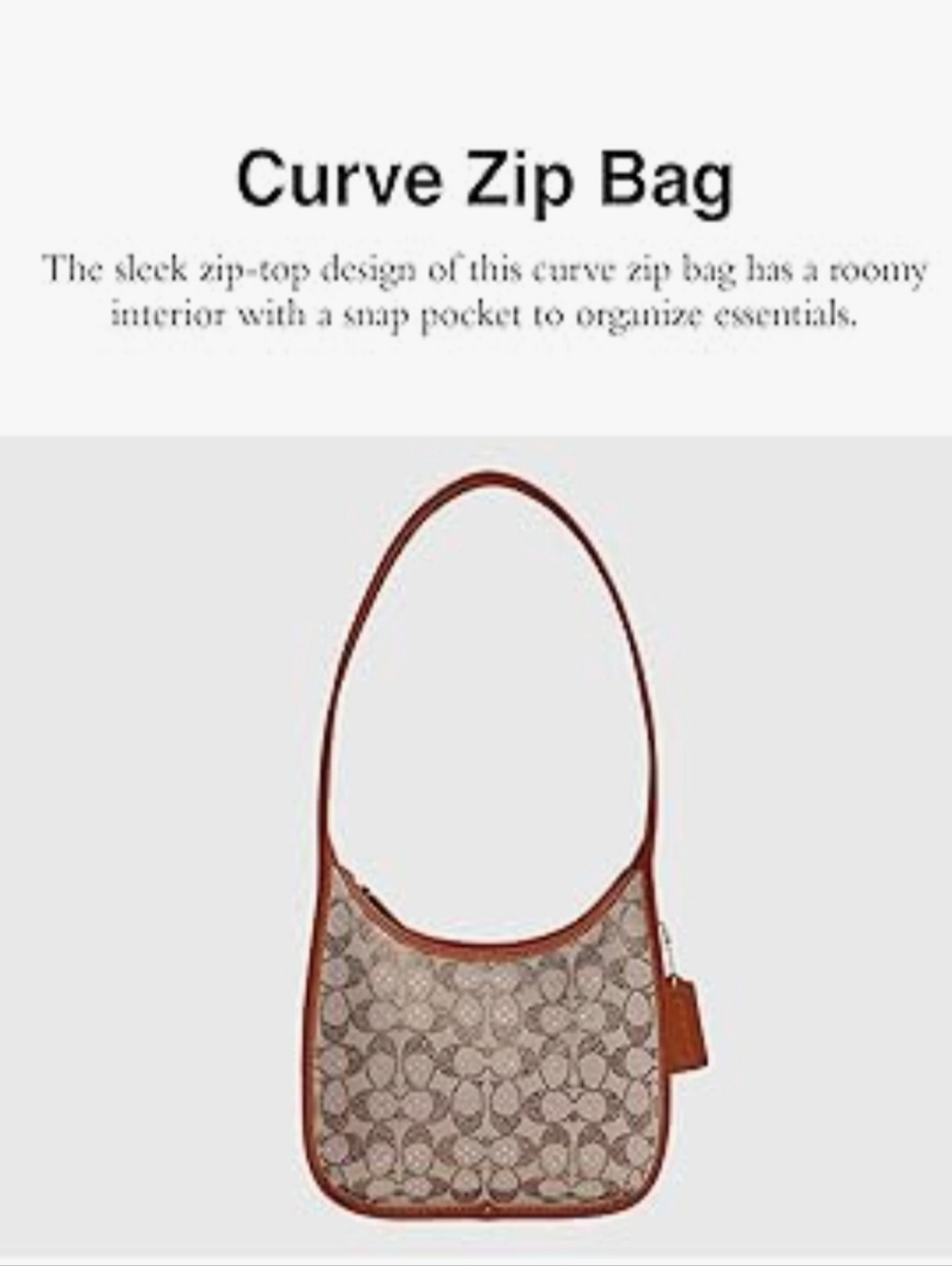 🔥COACH Curve Zip Bag In Crystal Signature Jacquard, Burnished Amber. New W/Tags - Picture 3 of 6